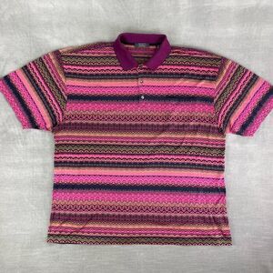 Vira Club Shirt Mens 3XB Pink Purple 3-D Funky Print Performance Golf Polo‎